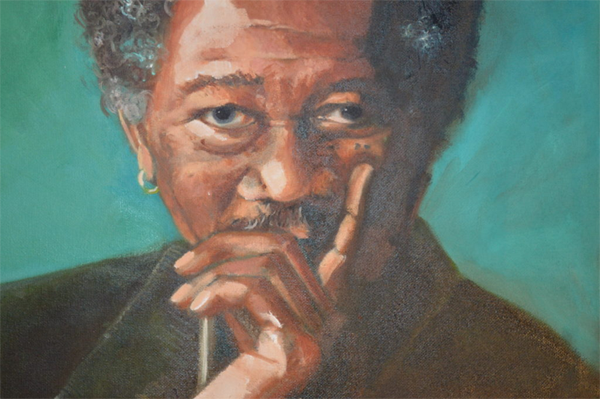 Morgan Freeman olieverfportret 30 x 40